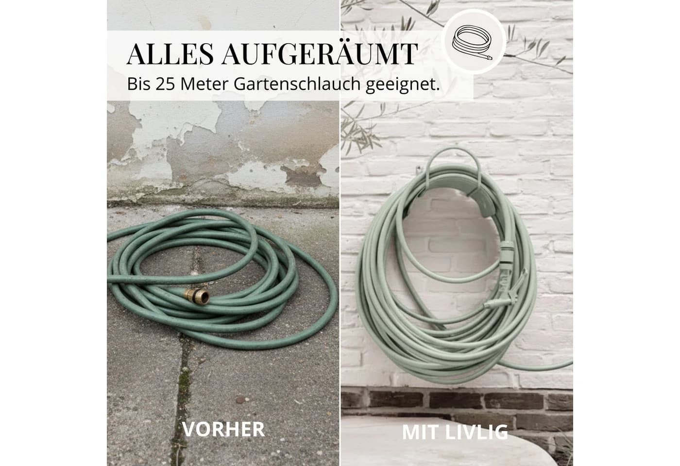 LIVLIG Wandschlauchhalter Grün, Halterung bis 30m, Stahl - Bild 4