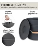 LIVLIG Ascheeimer mit Deckel 12L Schwarz Feuerverzinkter Stahl Bild 3