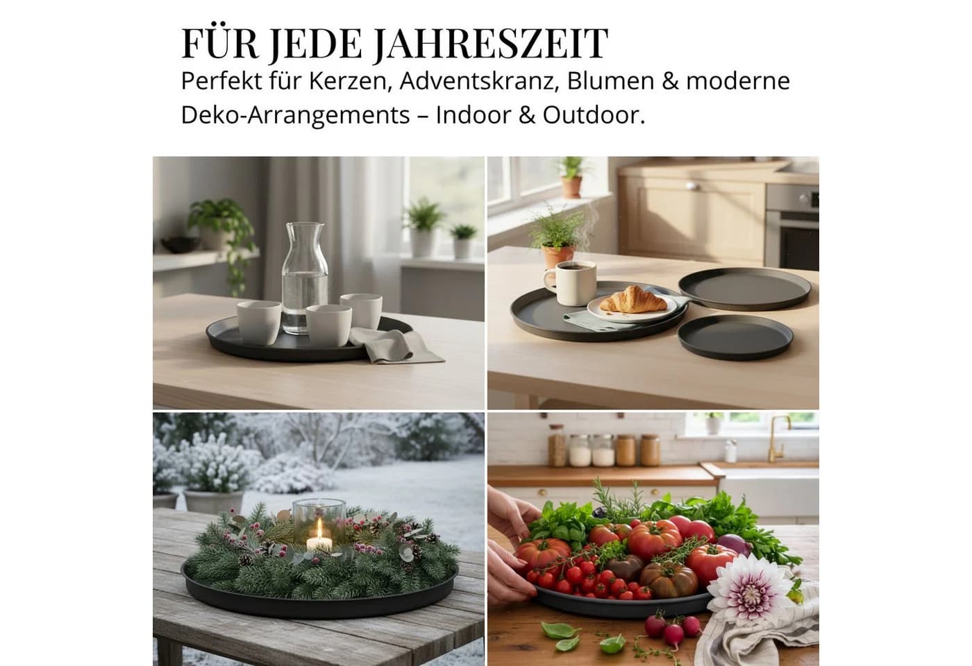 LIVLIG Dekotablett-Set, 3er Set, Ø 25 cm, 30 cm und 40 cm, Grün