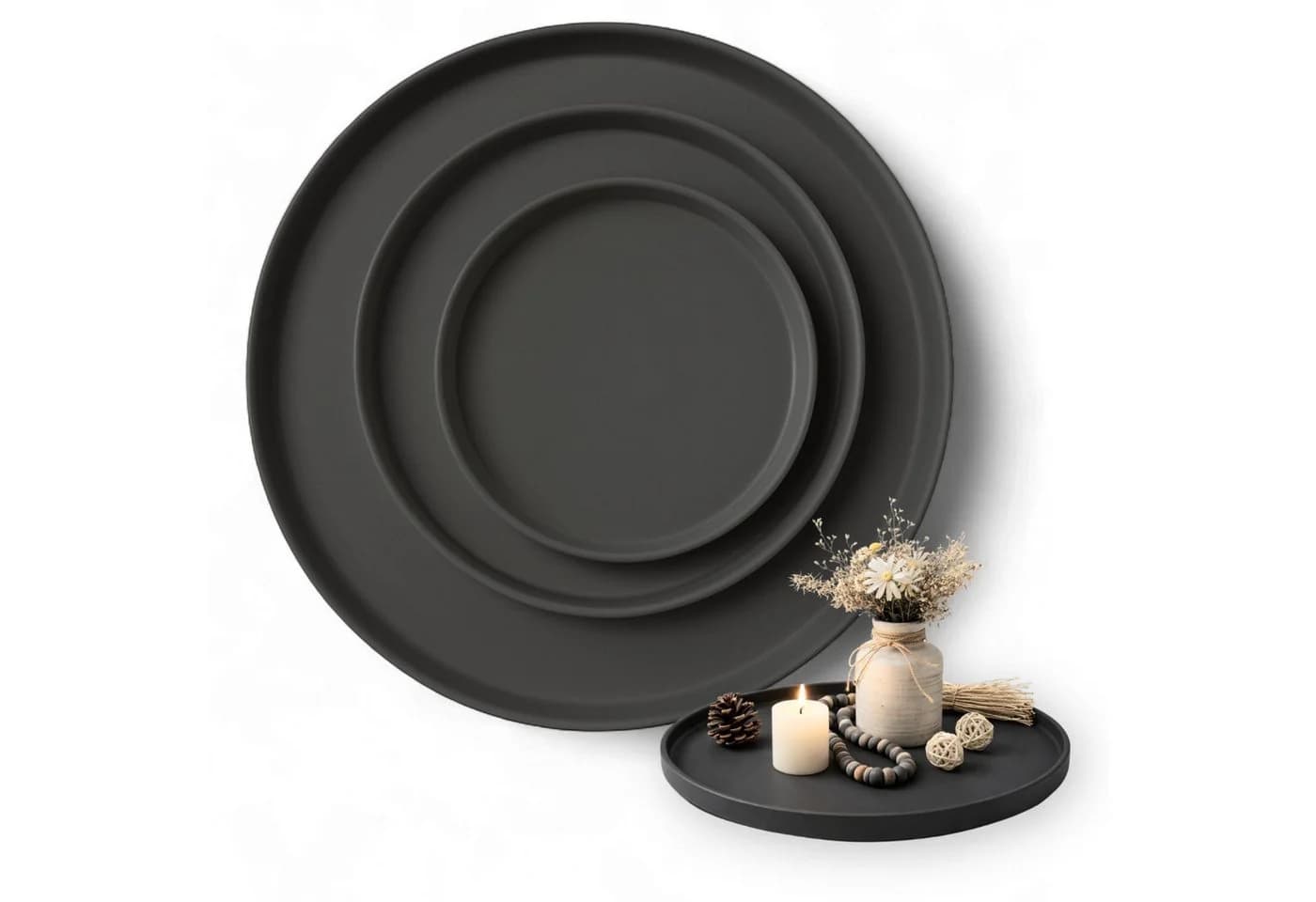 LIVLIG Dekotablett-Set, 3er Set, Ø 25 cm, 30 cm und 40 cm, Grün - Bild 2