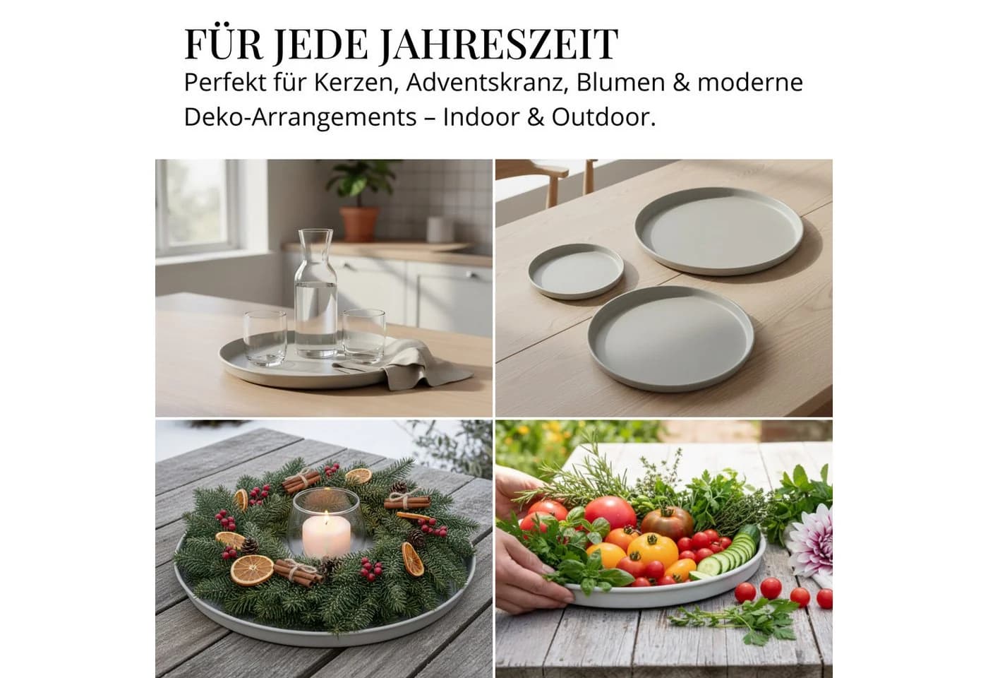 LIVLIG Dekotablett Set 3-tlg. Grün Metall Modern