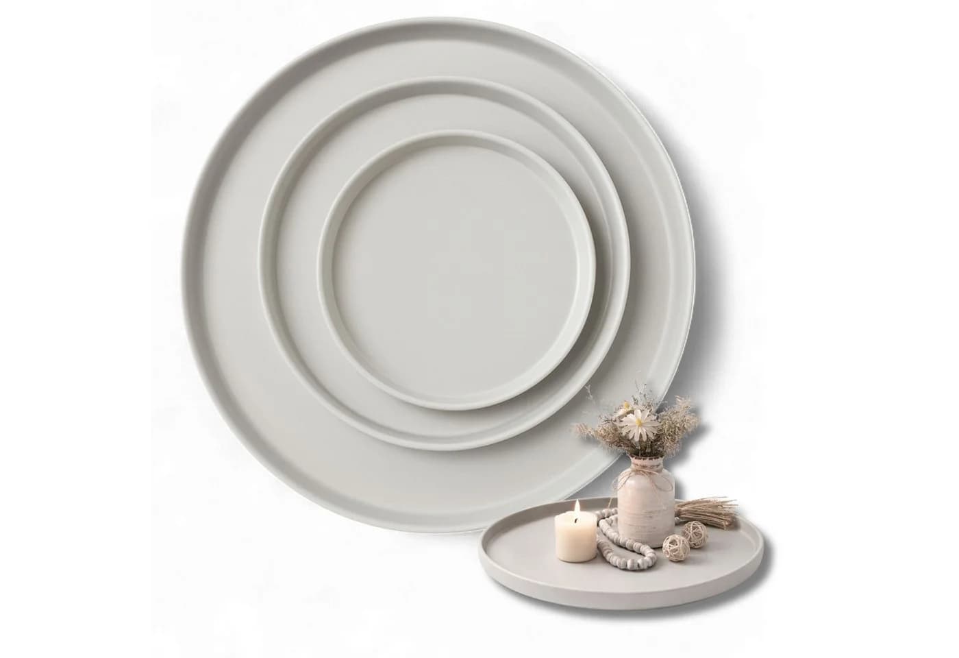 LIVLIG Dekotablett Set 3-tlg. Grün Metall Modern - Bild 2