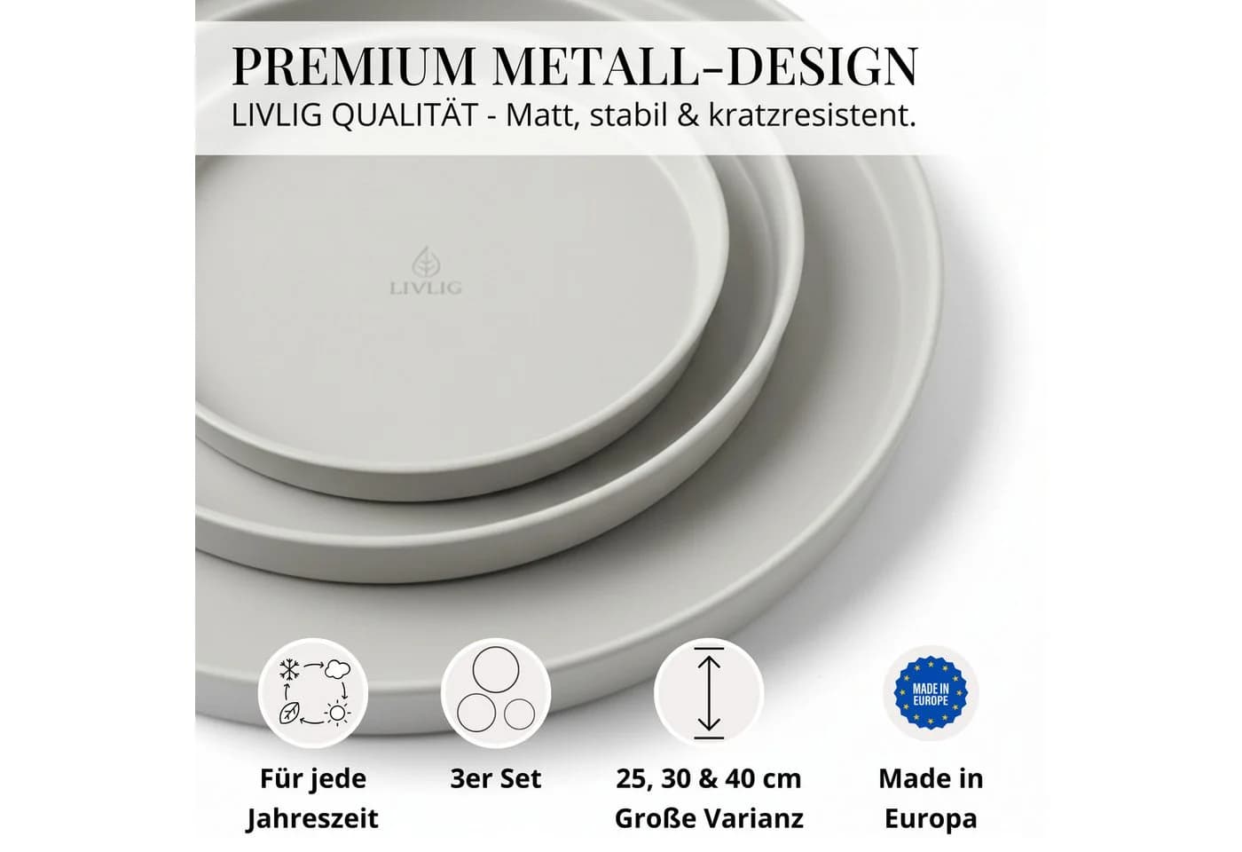 LIVLIG Dekotablett Set 3-tlg. Grün Metall Modern - Bild 3