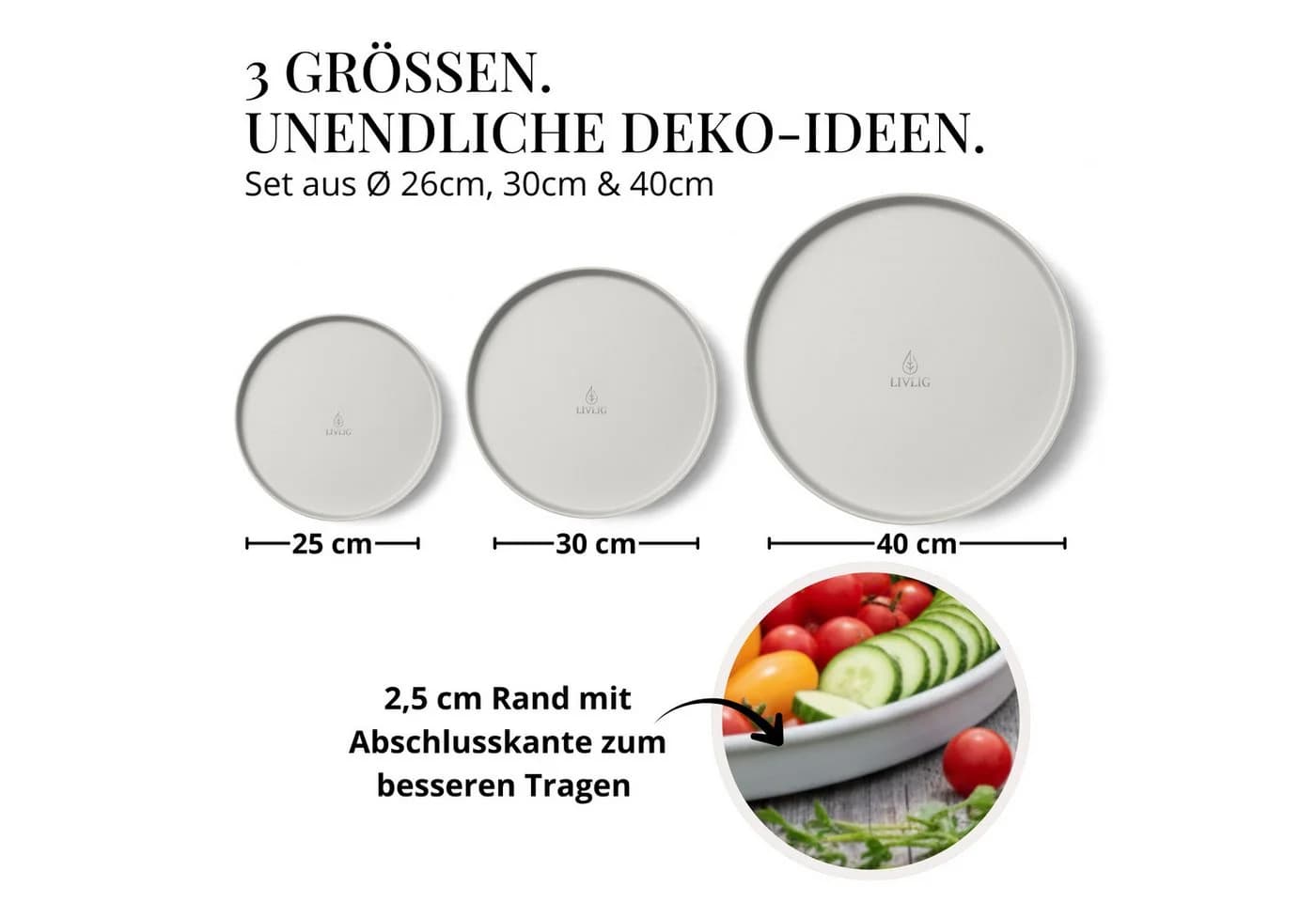 LIVLIG Dekotablett Set 3-tlg. Grün Metall Modern - Bild 5
