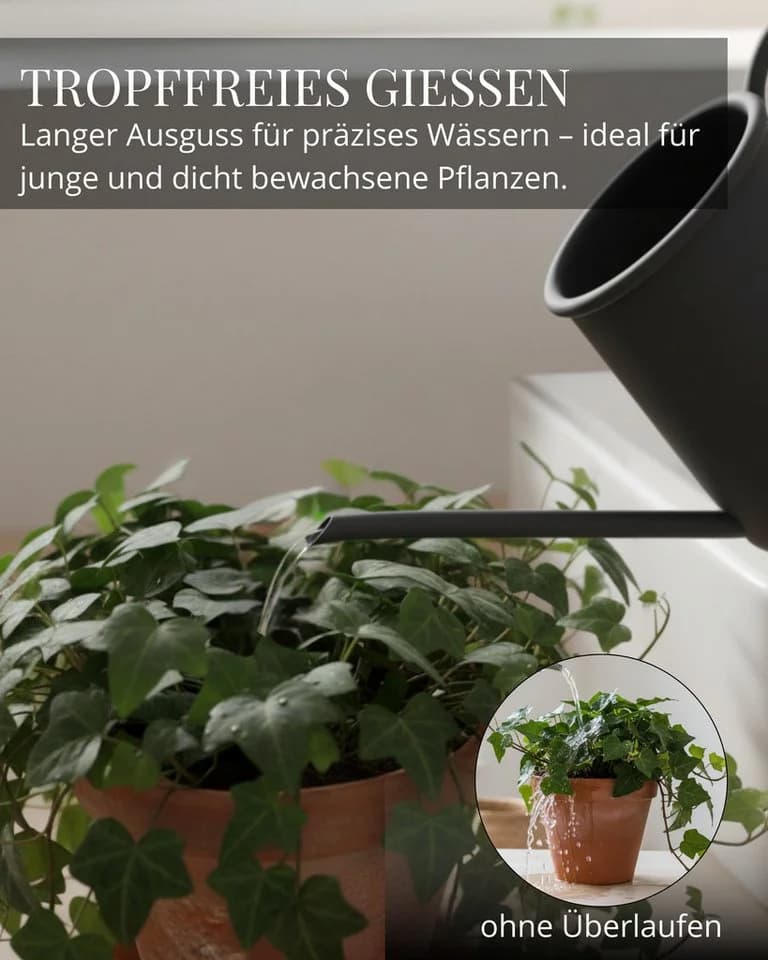 LIVLIG Gießkanne 1 Liter Metall, extra langer Ausguss für Zimmerpflanzen - Bild 3