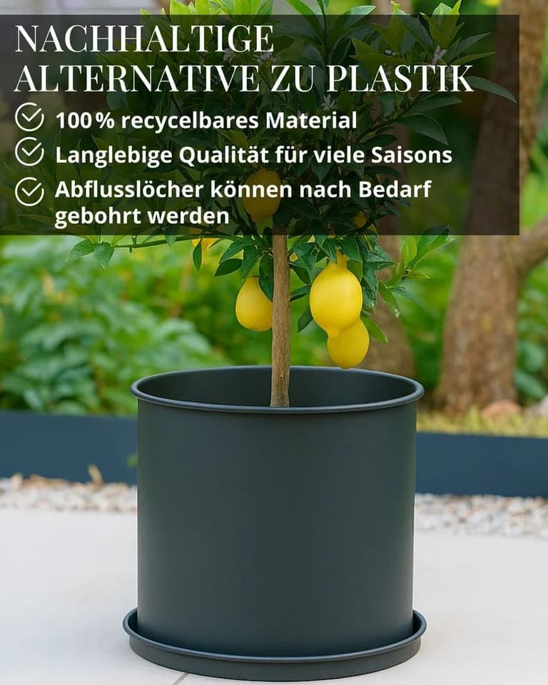LIVLIG Pflanzkübel 3er-Set mit Untersetzer Anthrazit - Bild 5