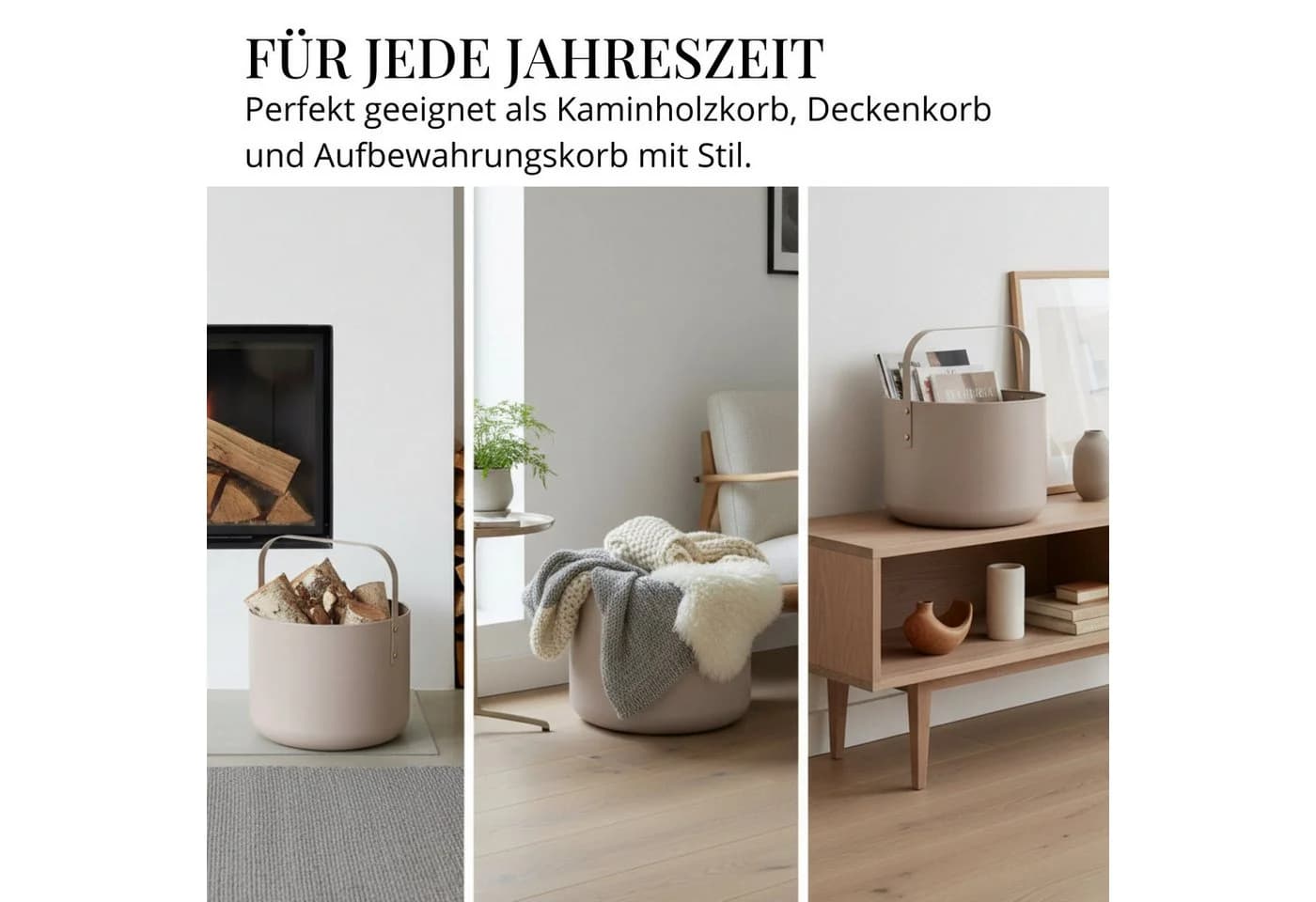 LIVLIG Kaminholzkorb Metall Brennholzkorb Beige - Bild 3
