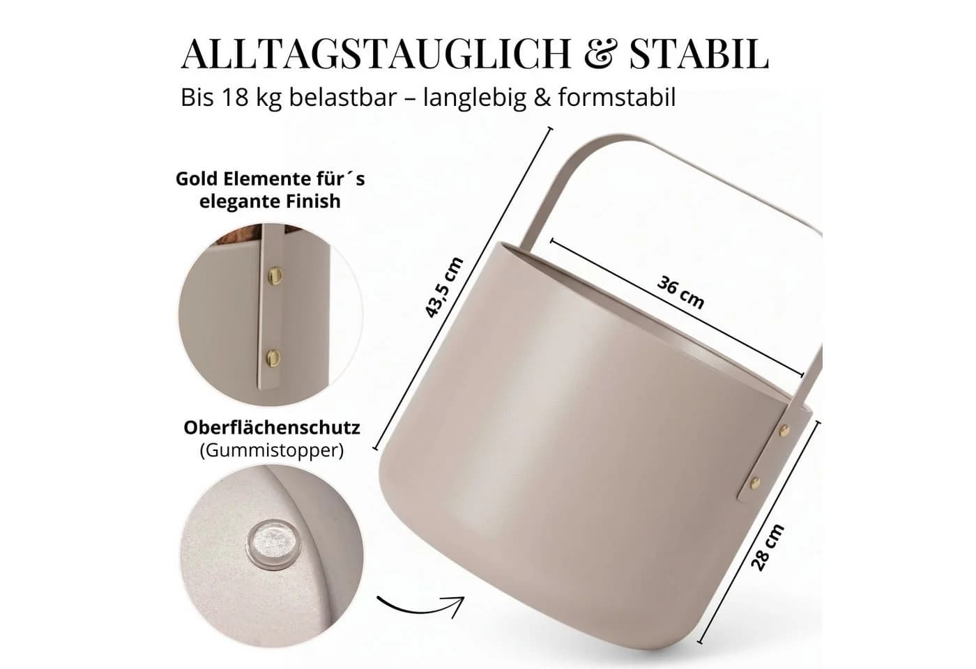 LIVLIG Kaminholzkorb Metall Brennholzkorb Beige - Bild 5