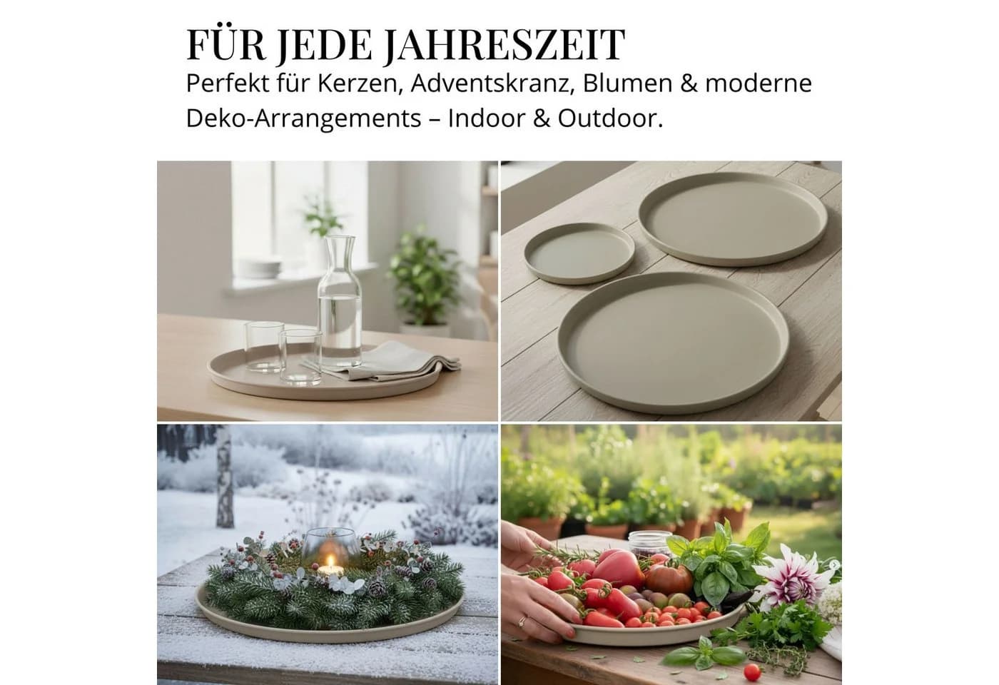 LIVLIG Deko-Tablett Set 3-tlg. Grün Rund Pulverbeschichtet