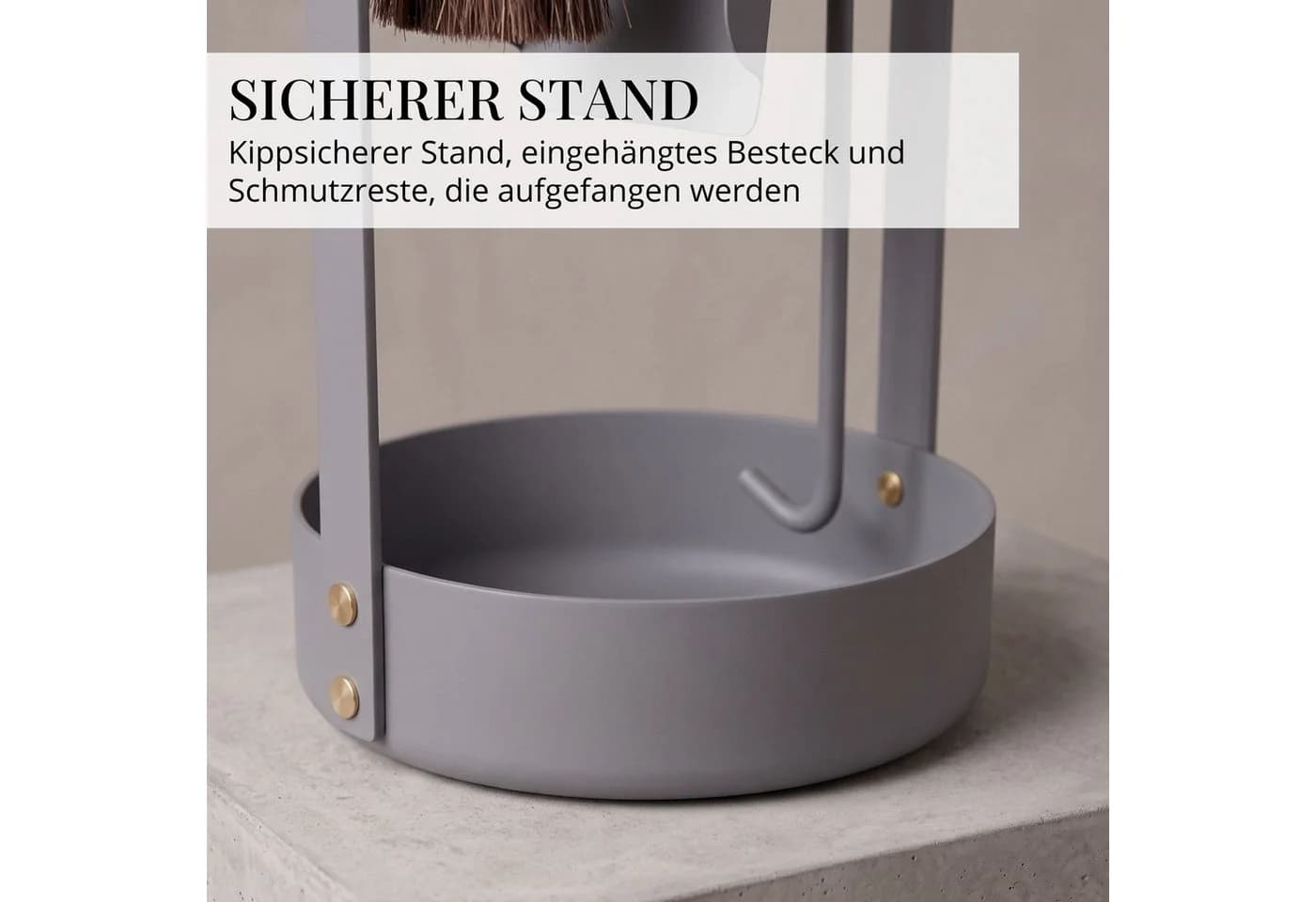 LIVLIG Kamingarnitur 3-teiliges Set mit Ständer Anthrazit - Bild 4