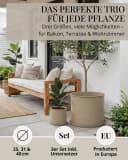 LIVLIG Pflanzkübel 3er-Set mit Untersetzer Ø 25-40 cm Beige Bild 1