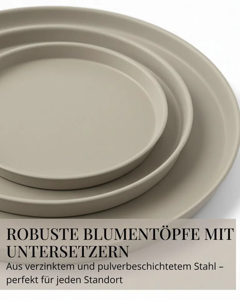 LIVLIG Pflanzkübel 3er-Set mit Untersetzer Ø 25-40 cm Beige - Bild 4