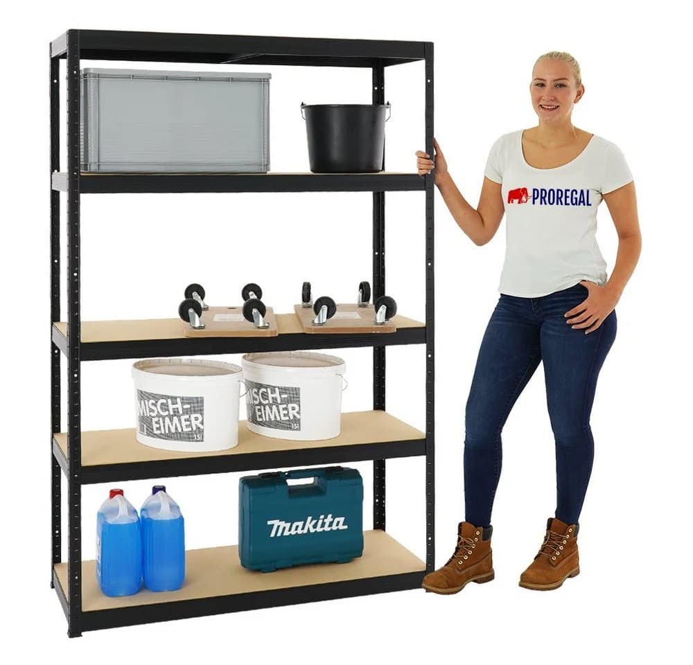 PROREGAL® Schwerlastregal ELEPHANT Schwarz 250kg Traglast - Bild 3