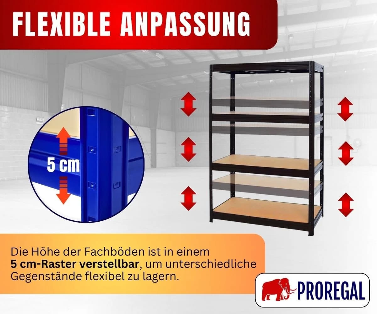 PROREGAL® Schwerlastregal DINO, Schwarz, 180x120x60cm, 600kg Fachlast - Bild 4