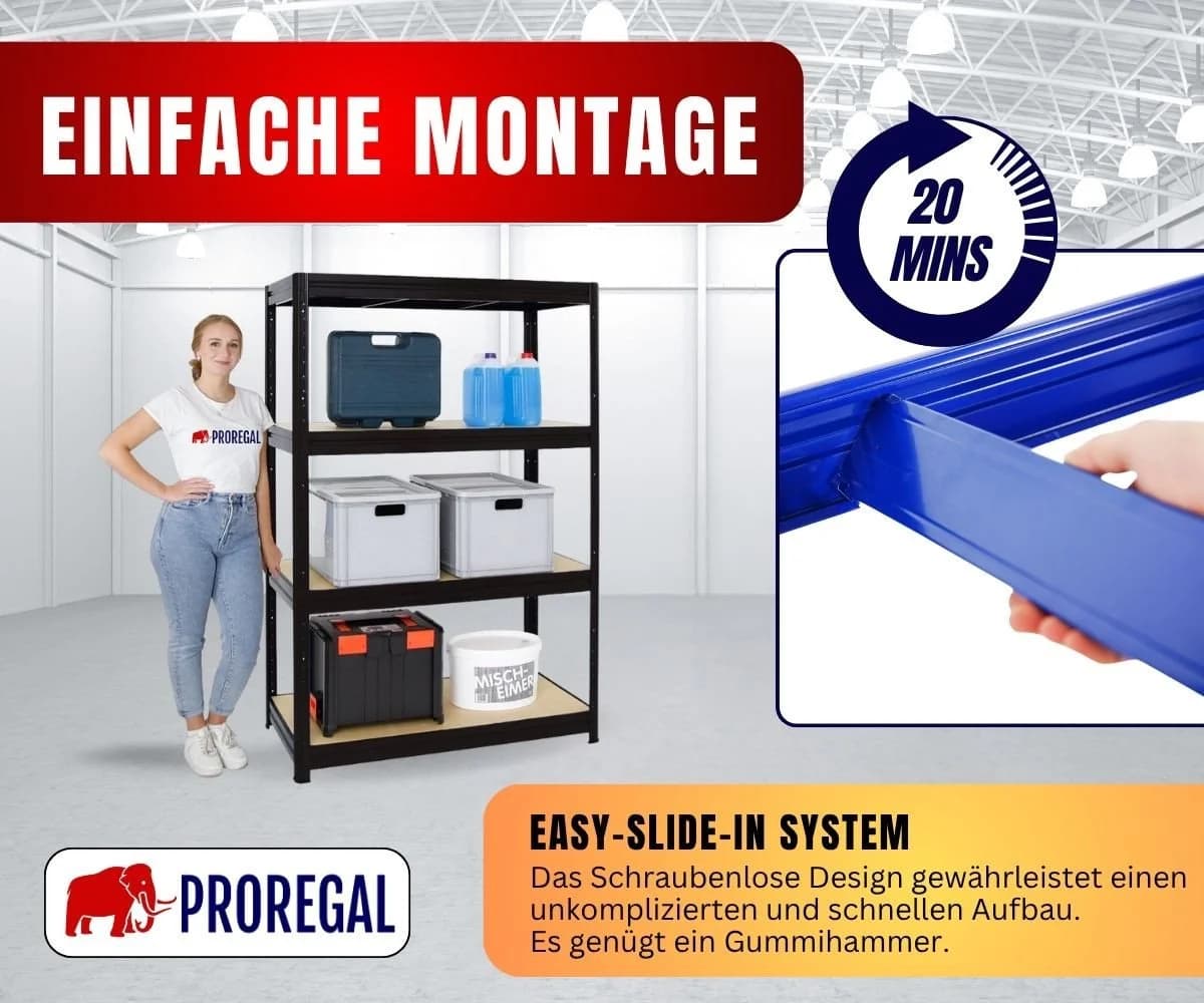 PROREGAL® Schwerlastregal DINO, Schwarz, 180x120x60cm, 600kg Fachlast - Bild 5