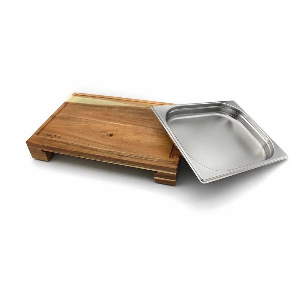 PROREGAL® Schneidebrett Akazie mit Edelstahl-Auffangschale - Bild 3