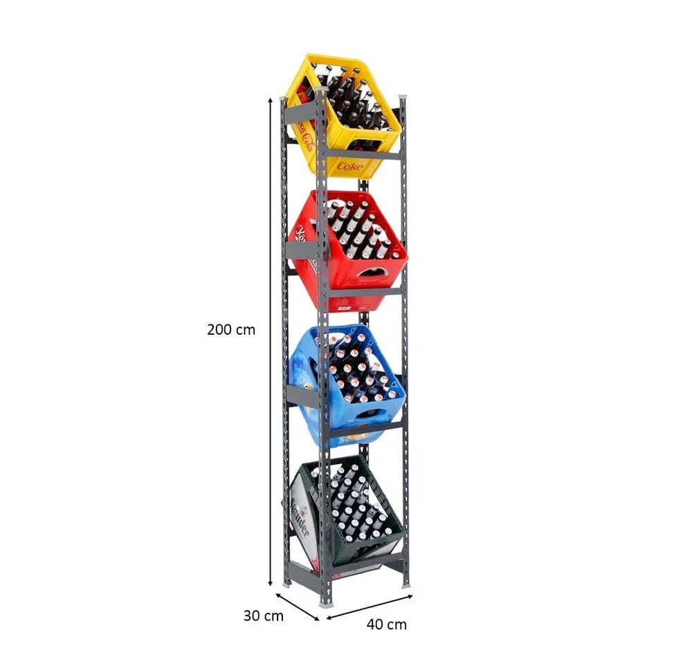 PROREGAL® Getränkekistenregal Stahl Anthrazit 4 Ebenen