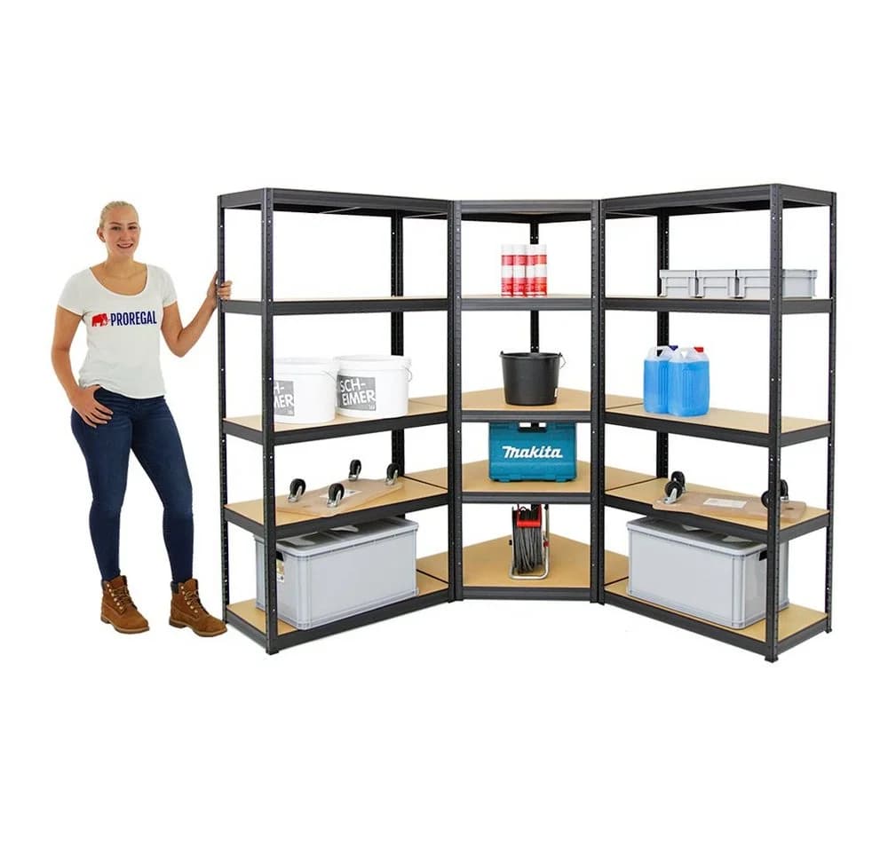 PROREGAL® Eckregal MegaDeal OTTO 1x Eckregal 2x Schwerlastregal SLIM ELEPHANT S Schwarz - Bild 3
