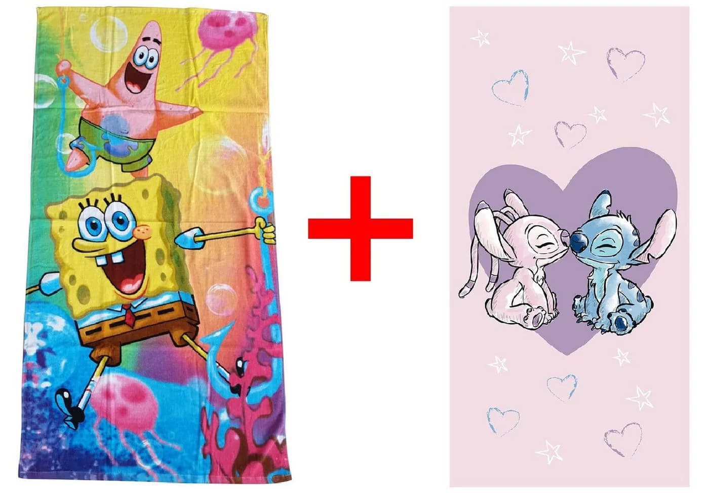 Jerry Fabrics 2er-Set Handtücher SpongeBob & Lilo & Stitch 70x140cm Bunt - Bild 2