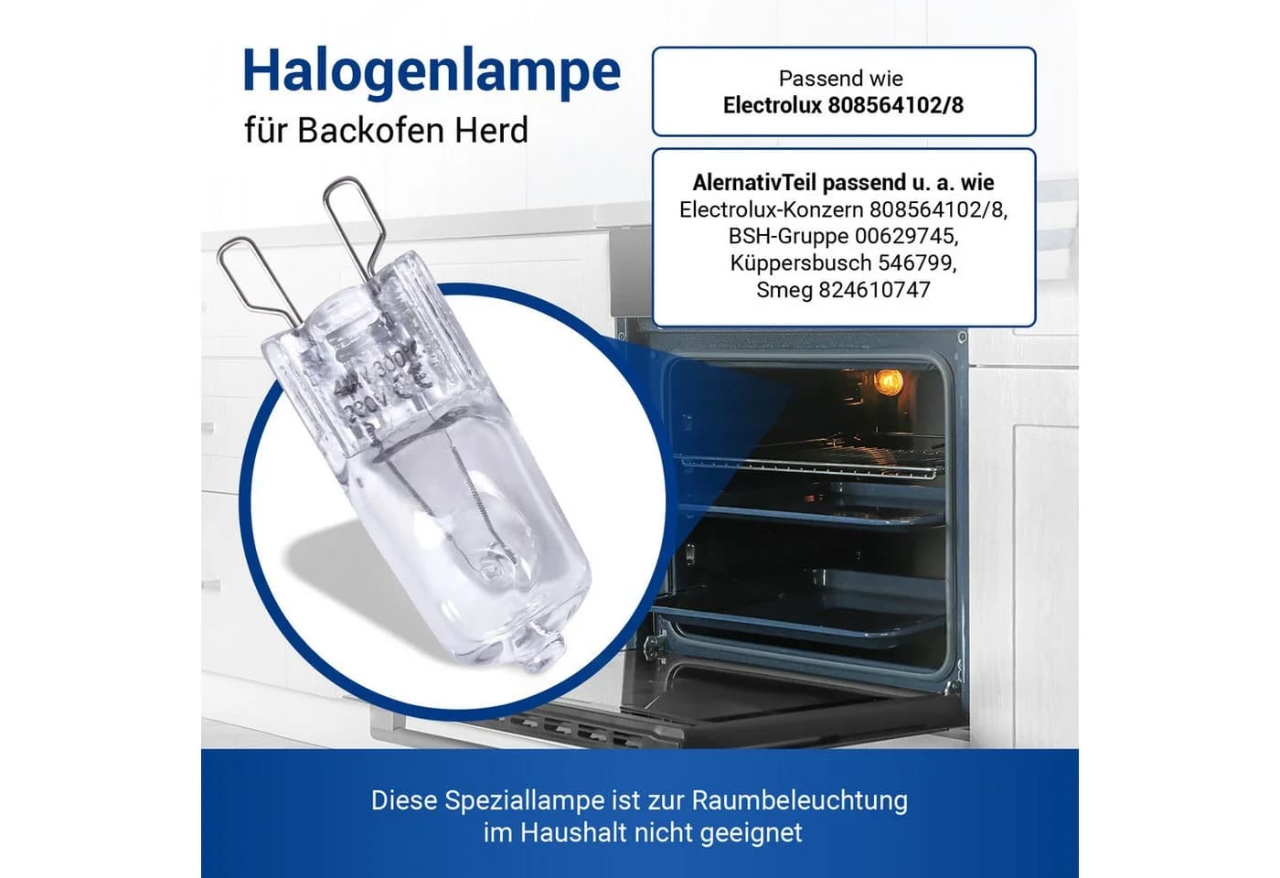 VIOKS Halogenlampe G9 40W Ersatz für Electrolux 808564102/8
