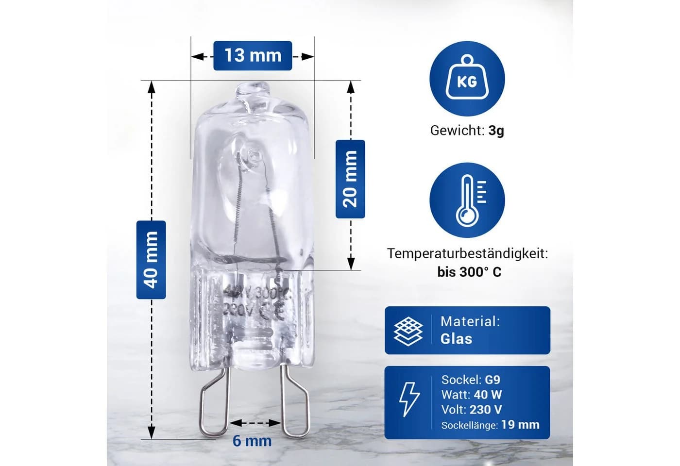 VIOKS Halogenlampe G9 40W Ersatz für Electrolux 808564102/8 - Bild 4