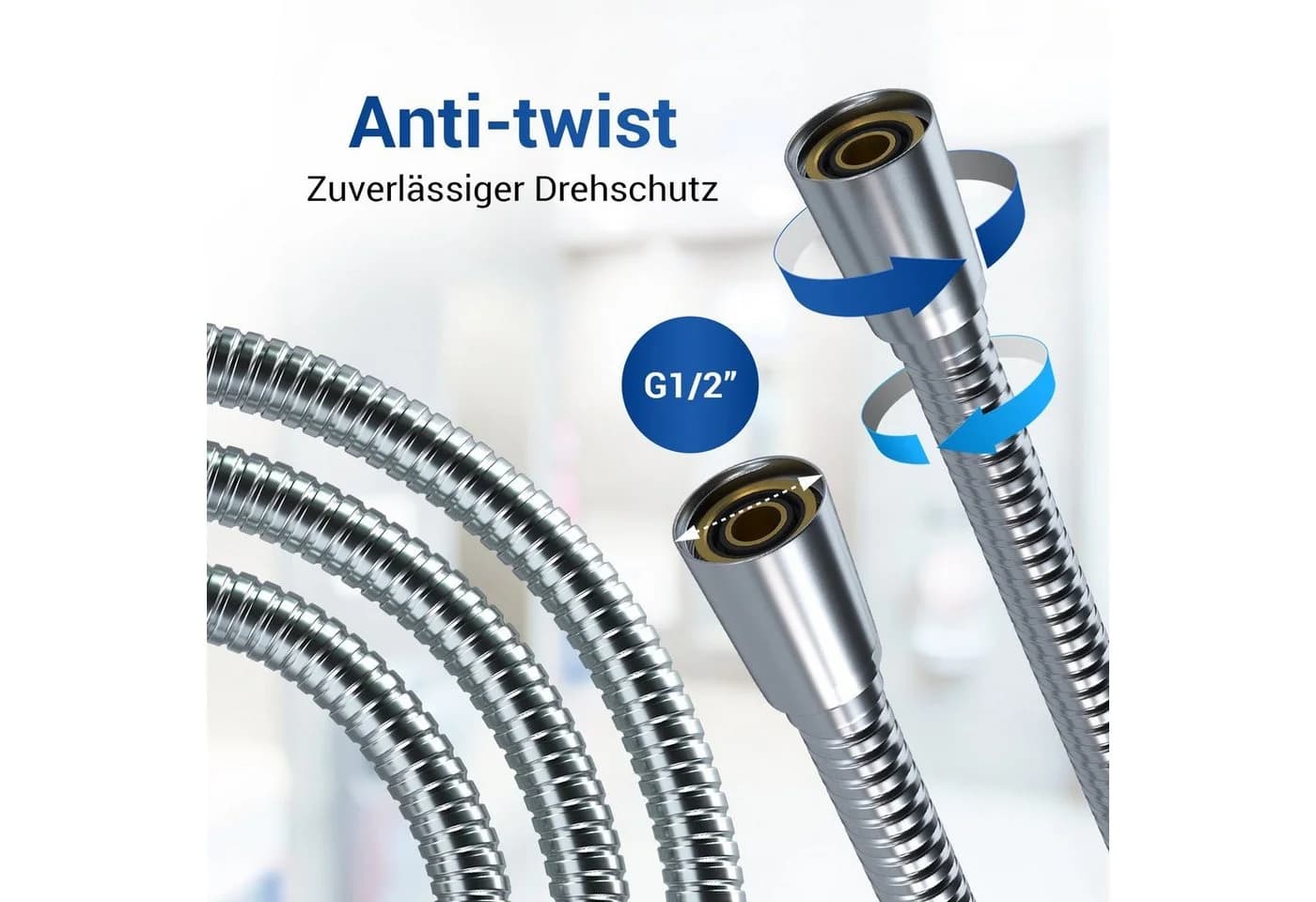 VIOKS Brauseschlauch Flexibel Duschschlauch Verchromter Edelstahl Silber - Bild 3