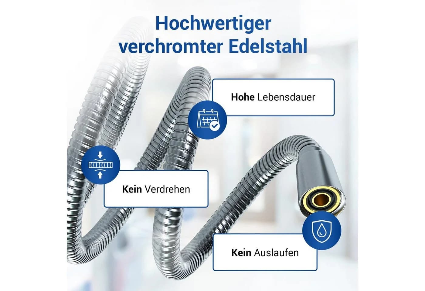 VIOKS Brauseschlauch Flexibel Duschschlauch Verchromter Edelstahl Silber - Bild 4