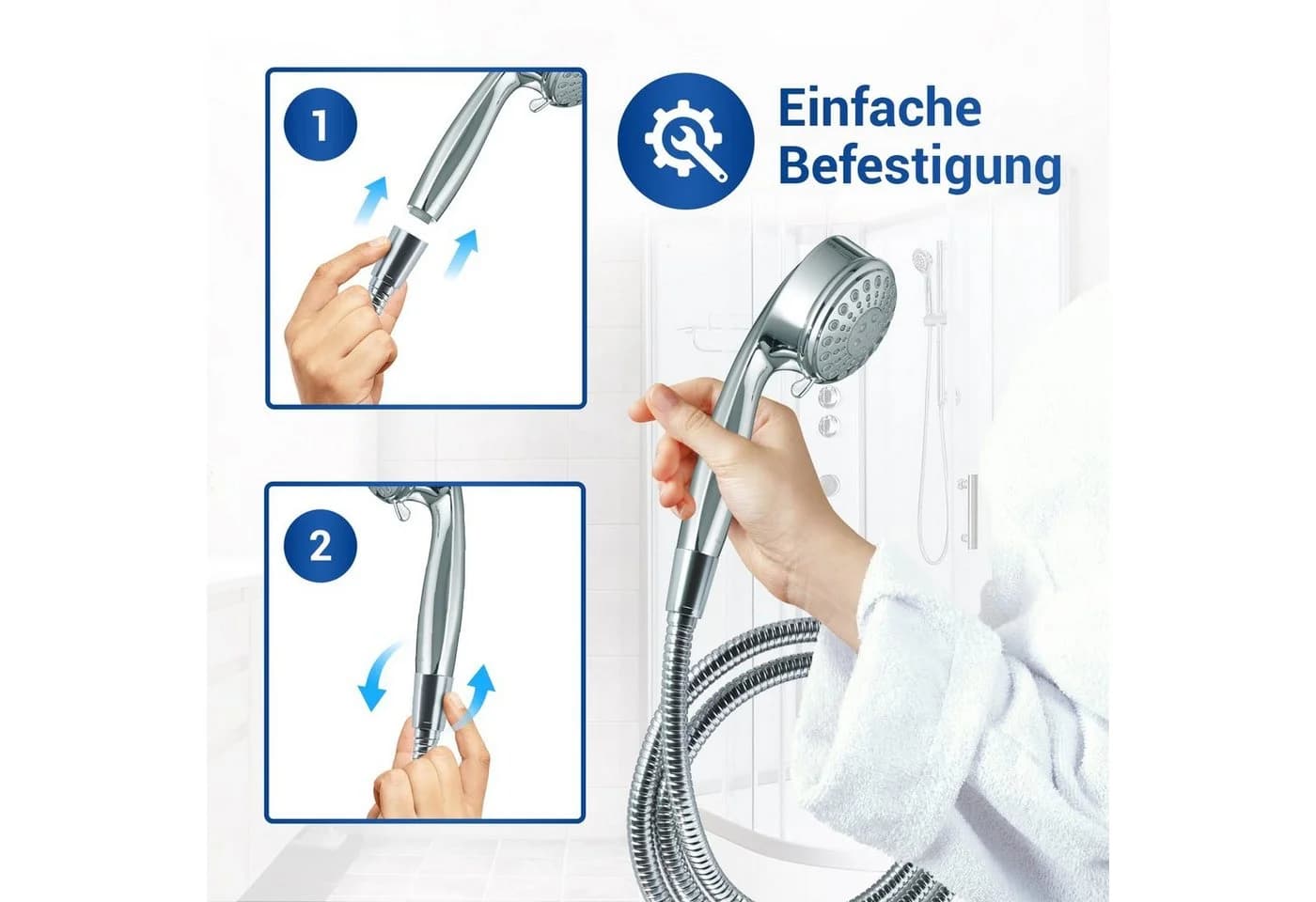 VIOKS Brauseschlauch Flexibel Duschschlauch Verchromter Edelstahl Silber - Bild 5