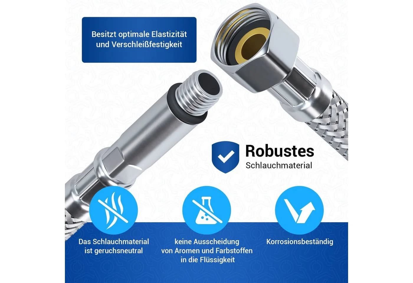 VIOKS Flexschlauch Panzerschlauch 3/8 Zoll ÜM x M10 silbern - Bild 5