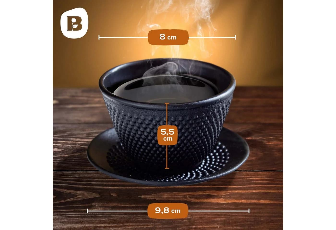 Bonvivre Gusseisen Teeservice 2er Set mit Untersetzer