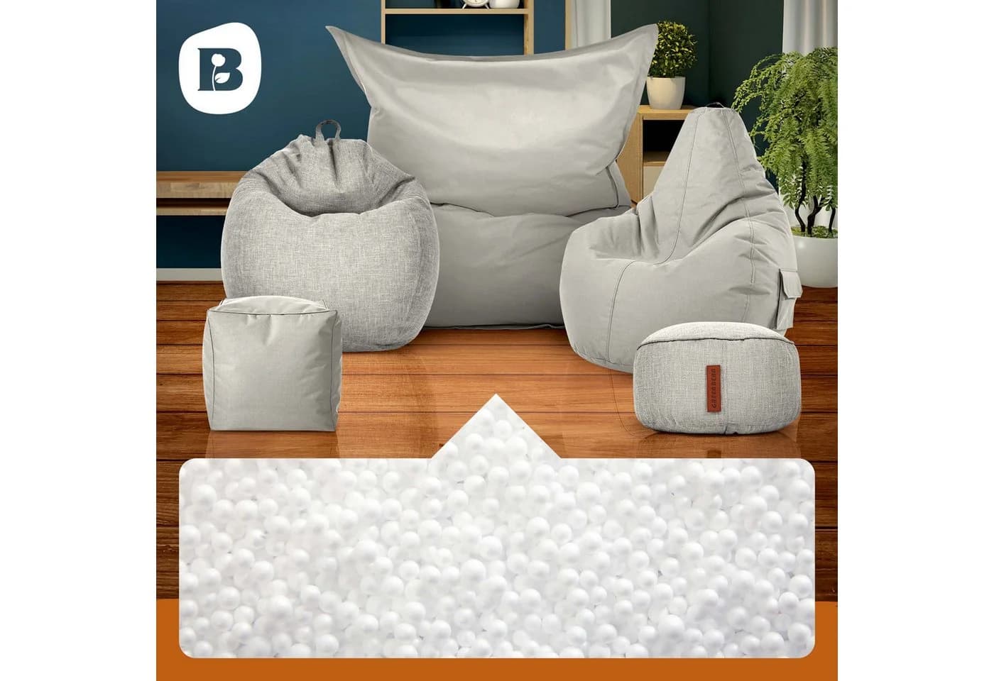 Bonvivre Sitzsack Nachfüllpack EPS Perlen 150 Liter - Kissen-Füllung - Bild 4