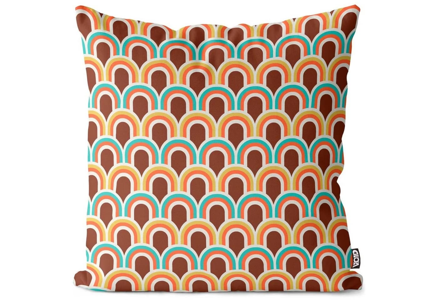 VOID Kissenbezug Retro Grafik Muster Orange Beige Polyester - Bild 2