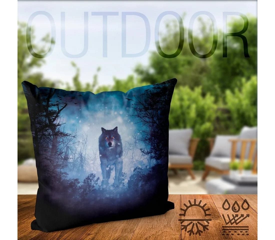 VOID Kissenbezug Wolf Mond Fantasy Motiv Bunt - Bild 4