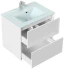 Magnolia Home Badmöbel Lina 70cm mit Glaswaschbecken Weiss Hochglanz Bild 1