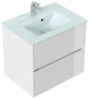 Magnolia Home Badmöbel Lina 70cm mit Glaswaschbecken Weiss Hochglanz Bild 2