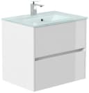 Magnolia Home Badmöbel Lina 70cm mit Glaswaschbecken Weiss Hochglanz Bild 3