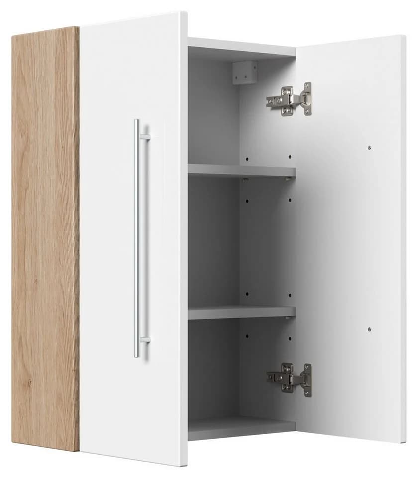 Magnolia Home Hängeschrank Badmöbel Aurum-L Weiss Eiche Hochglanz