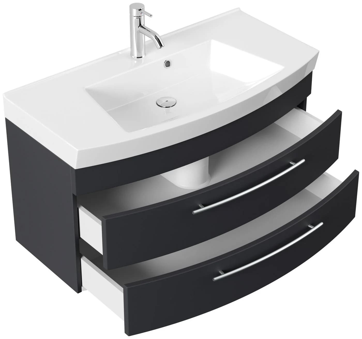 Magnolia Home Waschtisch Bella 100 mit runder Front SoftClose grafit matt