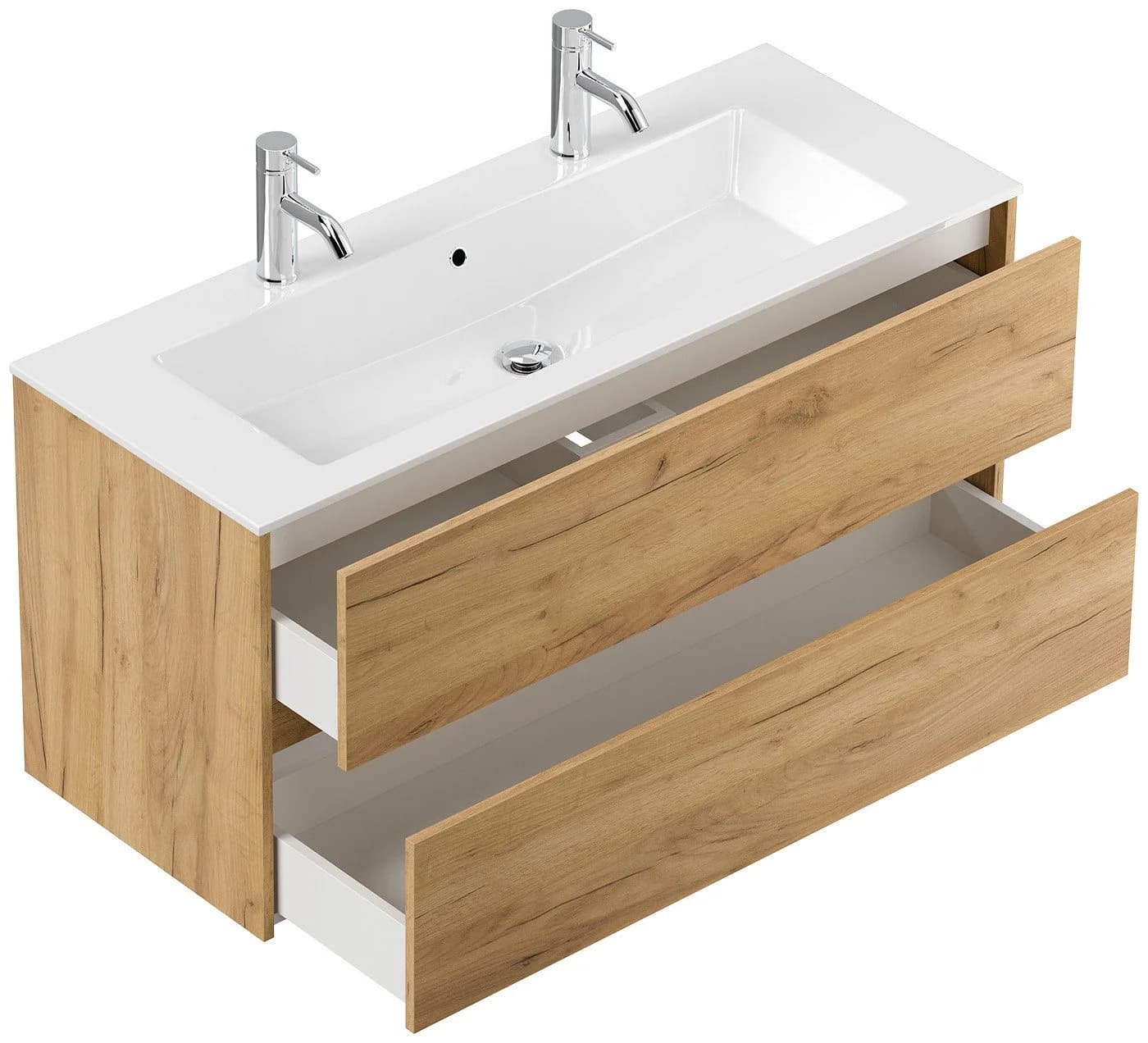 Magnolia Home Doppelwaschtisch Taifun Eiche Gold mit SoftClose Schubladen - Bild 4