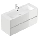 Badmöbel Limes Waschtisch 120cm 2 Greifraum SoftClose Auszüge Weiß Bild 1