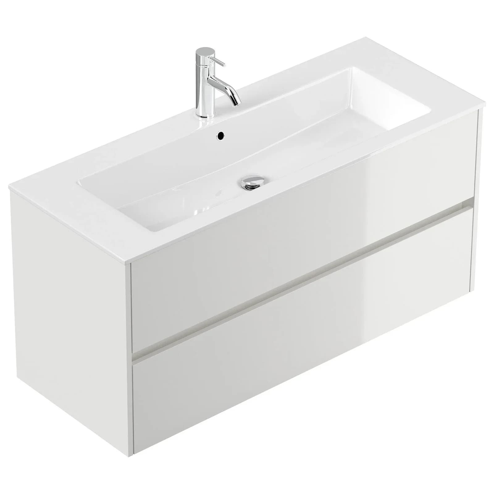 Badmöbel Limes Waschtisch 120cm 2 Greifraum SoftClose Auszüge Weiß - Bild 2