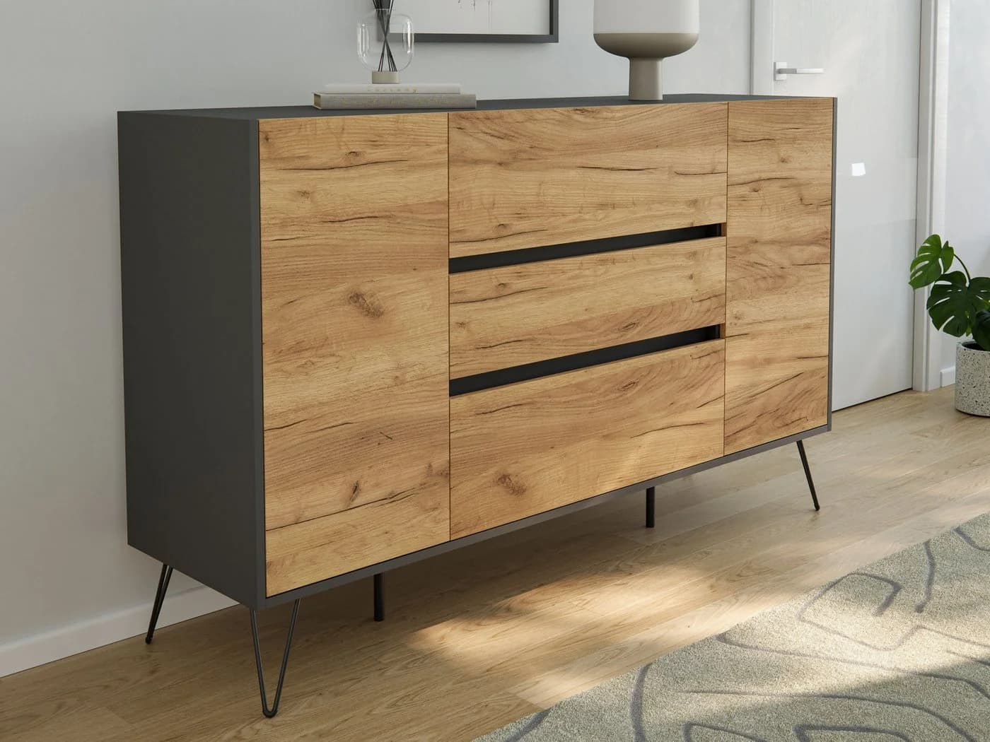 Magnolia Home Sideboard Yako XL 155cm Grau/Eiche SoftClose - Bild 2