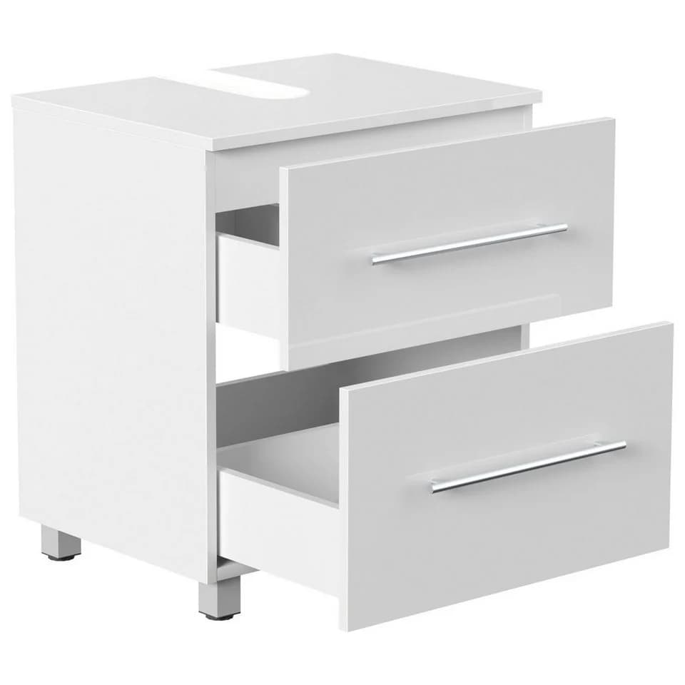 Magnolia Home Waschtischunterschrank 55 cm Weiß Hochglanz SoftClose