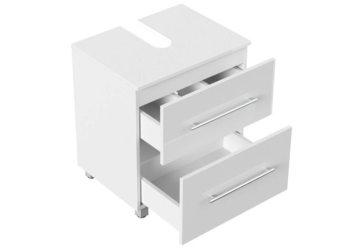 Magnolia Home Waschtischunterschrank 55 cm Weiß Hochglanz SoftClose - Bild 4