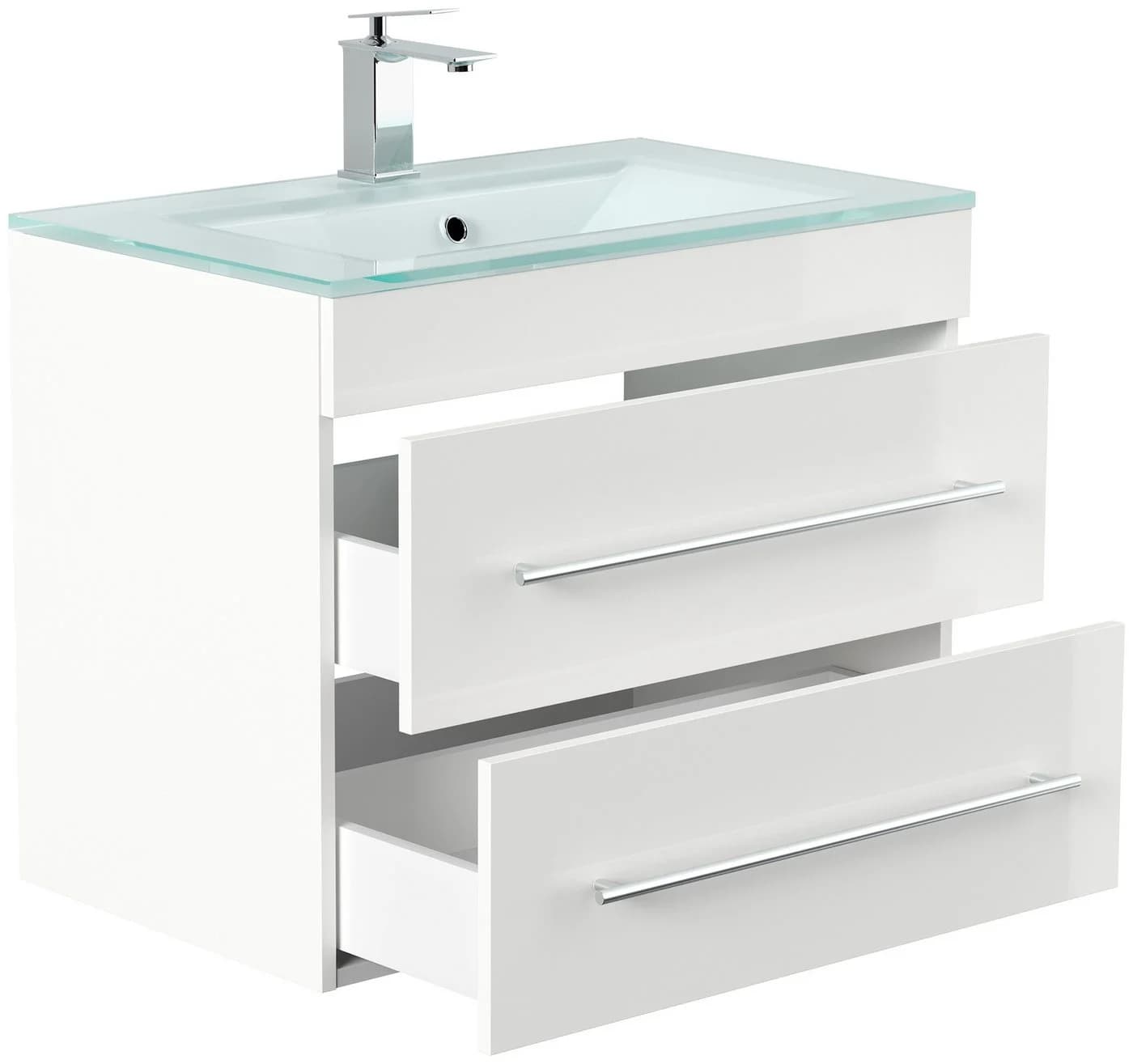 Magnolia Home Waschtisch Vitro 750 mit Glaswaschbecken SoftClose Hochglanz