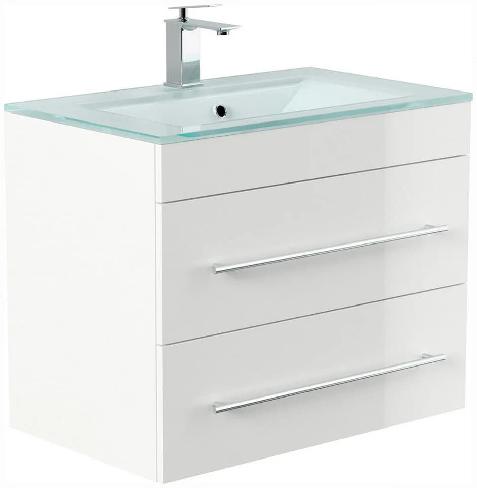 Magnolia Home Waschtisch Vitro 750 mit Glaswaschbecken SoftClose Hochglanz - Bild 2