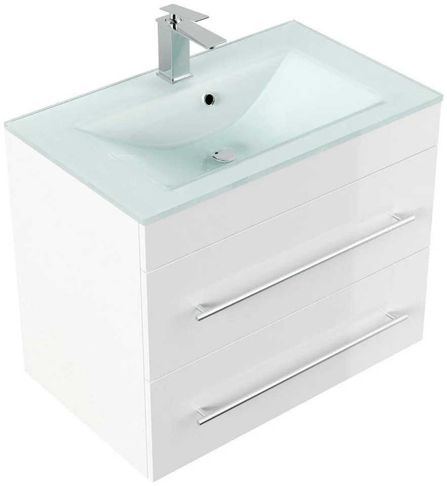 Magnolia Home Waschtisch Vitro 750 mit Glaswaschbecken SoftClose Hochglanz - Bild 3