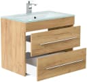 Magnolia Home Badmöbel Vitro 750 mit Glaswaschbecken Eiche Gold Bild 1