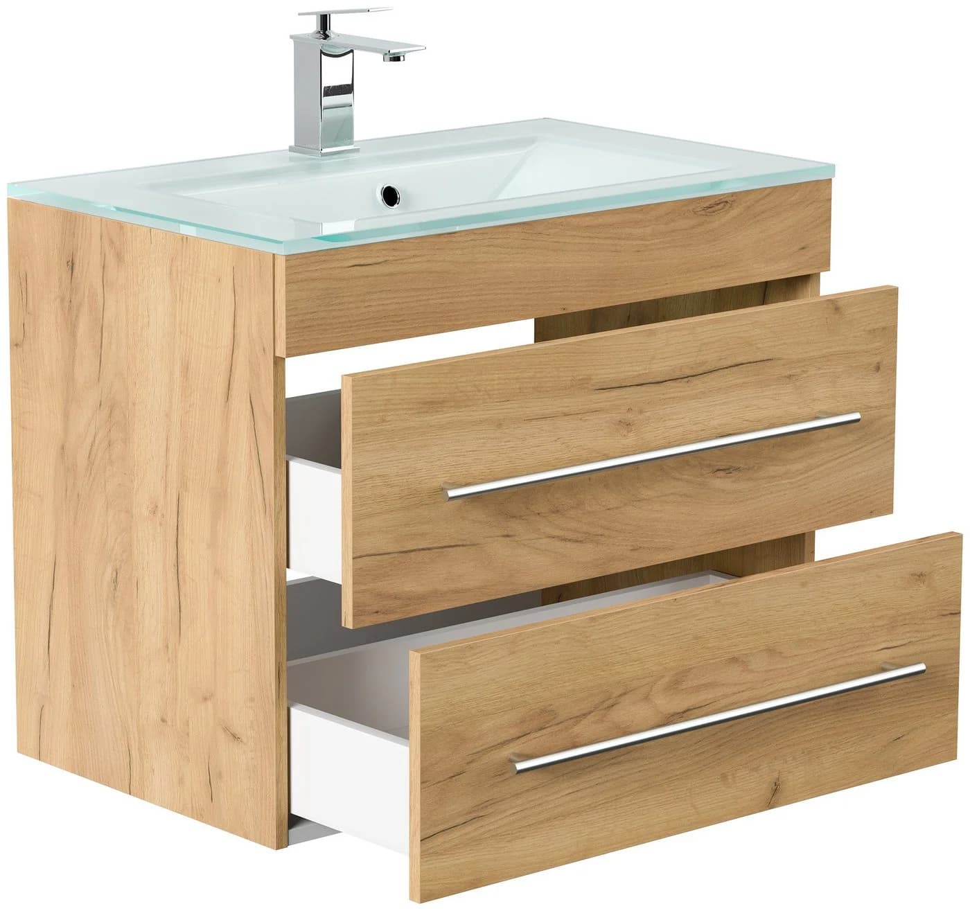 Magnolia Home Badmöbel Vitro 750 mit Glaswaschbecken Eiche Gold