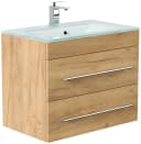 Magnolia Home Badmöbel Vitro 750 mit Glaswaschbecken Eiche Gold Bild 2